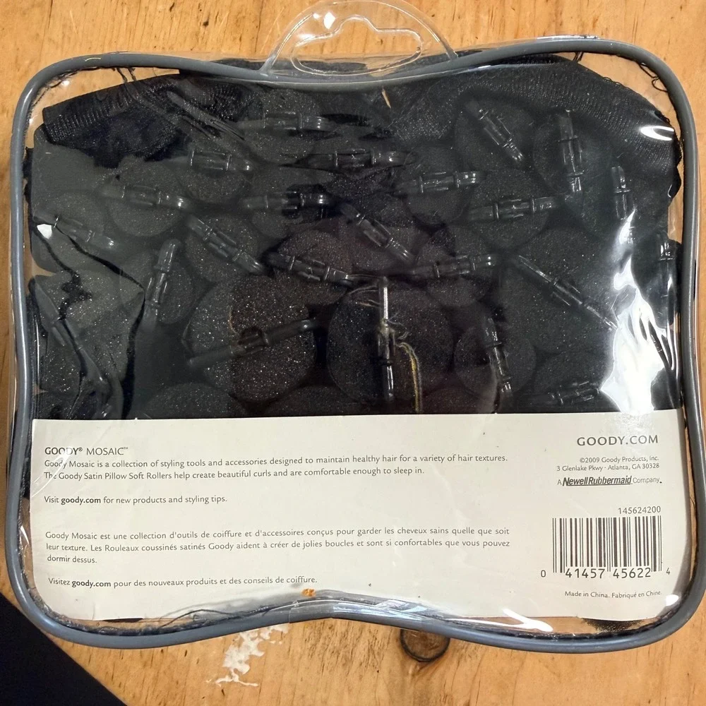 Goody Mosaic Satin Pillow Soft Rollers Black Foam Sleep In Hair Curlers 37 Count